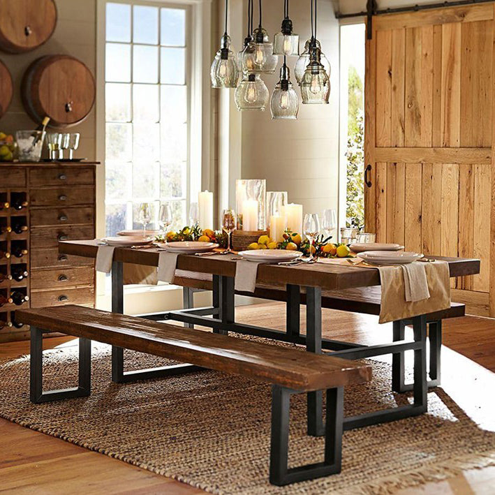 Tavolo da pranzo rettangolare in stile moderno medioevali in legno