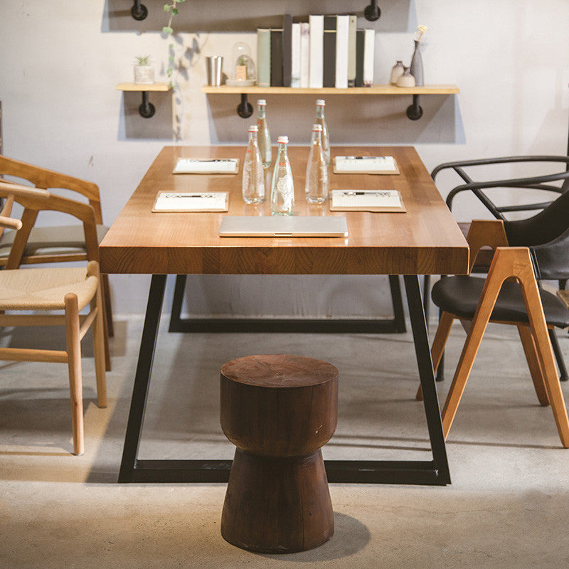 Rectangle Double Pedestal Table Industrial Solid Wood Kitchen Desk 47.2"L x 23.6"W x 29.5"H Without Chairs Clearhalo 'Dining Tables & Seating' 'Dining Tables' 'dining_table' 'furn' 'furn_dining_table' 'Furniture' 'Kitchen & Dining Furniture' 6218581