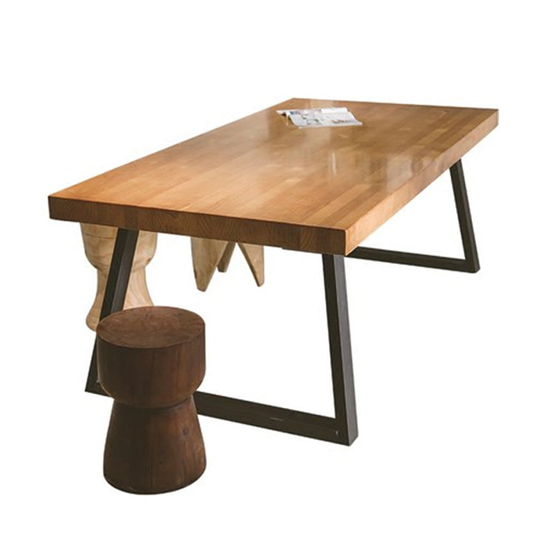 Rectangle Double Pedestal Table Industrial Solid Wood Kitchen Desk 78.7"L x 35.4"W x 29.5"H Without Chairs Clearhalo 'Dining Tables & Seating' 'Dining Tables' 'dining_table' 'furn' 'furn_dining_table' 'Furniture' 'Kitchen & Dining Furniture' 6218585