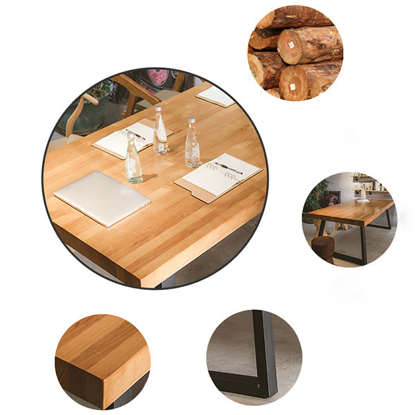 Rectangle Double Pedestal Table Industrial Solid Wood Kitchen Desk Clearhalo 'Dining Tables & Seating' 'Dining Tables' 'dining_table' 'furn' 'furn_dining_table' 'Furniture' 'Kitchen & Dining Furniture' 6218586