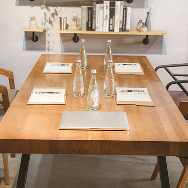 Rectangle Double Pedestal Table Industrial Solid Wood Kitchen Desk Clearhalo 'Dining Tables & Seating' 'Dining Tables' 'dining_table' 'furn' 'furn_dining_table' 'Furniture' 'Kitchen & Dining Furniture' 6218587