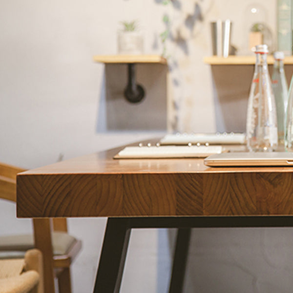 Rectangle Double Pedestal Table Industrial Solid Wood Kitchen Desk Clearhalo 'Dining Tables & Seating' 'Dining Tables' 'dining_table' 'furn' 'furn_dining_table' 'Furniture' 'Kitchen & Dining Furniture' 6218589