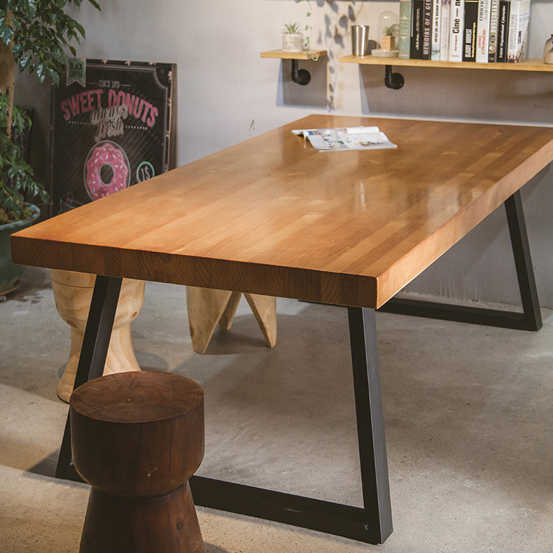 Rectangle Double Pedestal Table Industrial Solid Wood Kitchen Desk Clearhalo 'Dining Tables & Seating' 'Dining Tables' 'dining_table' 'furn' 'furn_dining_table' 'Furniture' 'Kitchen & Dining Furniture' 6218590