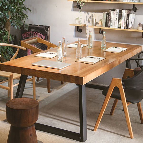Rectangle Double Pedestal Table Industrial Solid Wood Kitchen Desk Clearhalo 'Dining Tables & Seating' 'Dining Tables' 'dining_table' 'furn' 'furn_dining_table' 'Furniture' 'Kitchen & Dining Furniture' 6218592