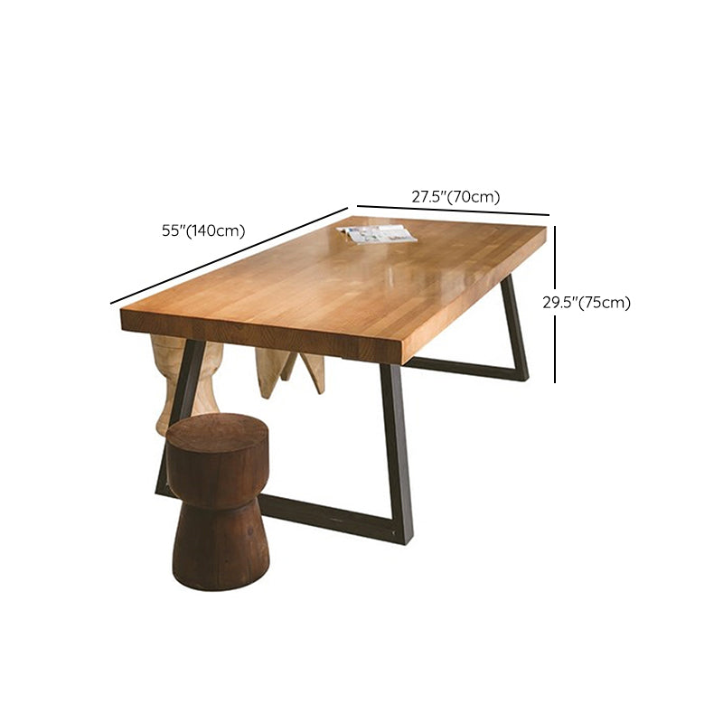 Rectangle Double Pedestal Table Industrial Solid Wood Kitchen Desk Clearhalo 'Dining Tables & Seating' 'Dining Tables' 'dining_table' 'furn' 'furn_dining_table' 'Furniture' 'Kitchen & Dining Furniture' 6218594