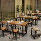 Trestle Base Dining Table Industrial Solid Wood Fixed Kitchen Desk