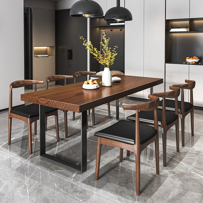Rectangle Solid Wood Kitchen Desk Industrial Double Pedestal Table