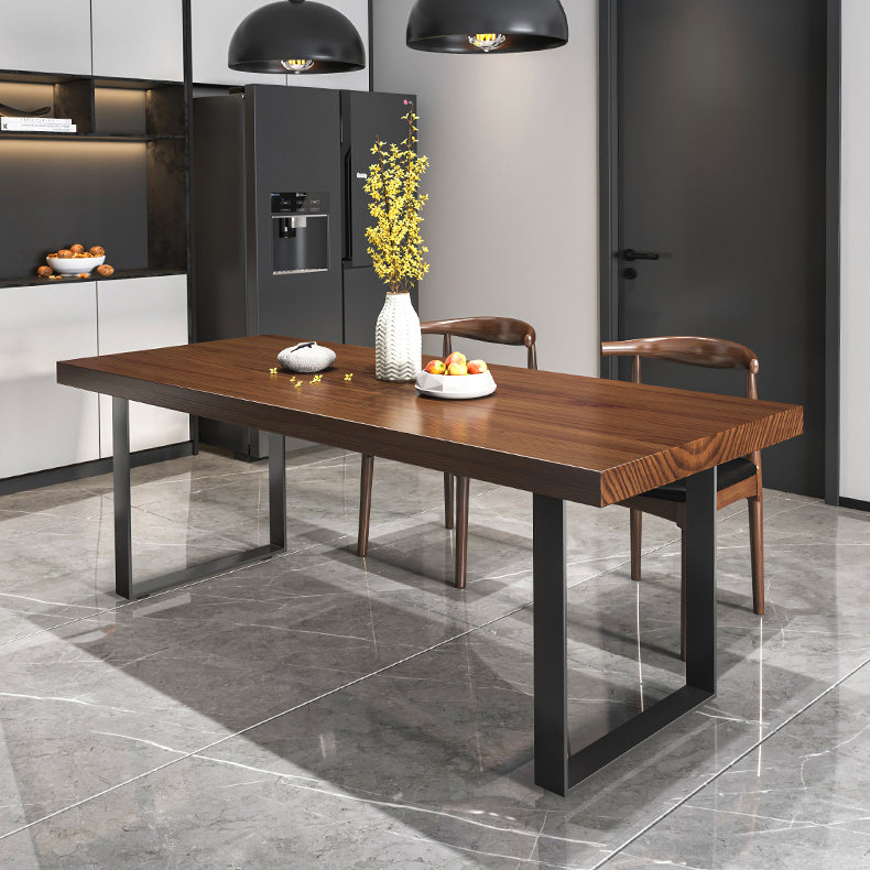 Rectangle Solid Wood Kitchen Desk Industrial Double Pedestal Table