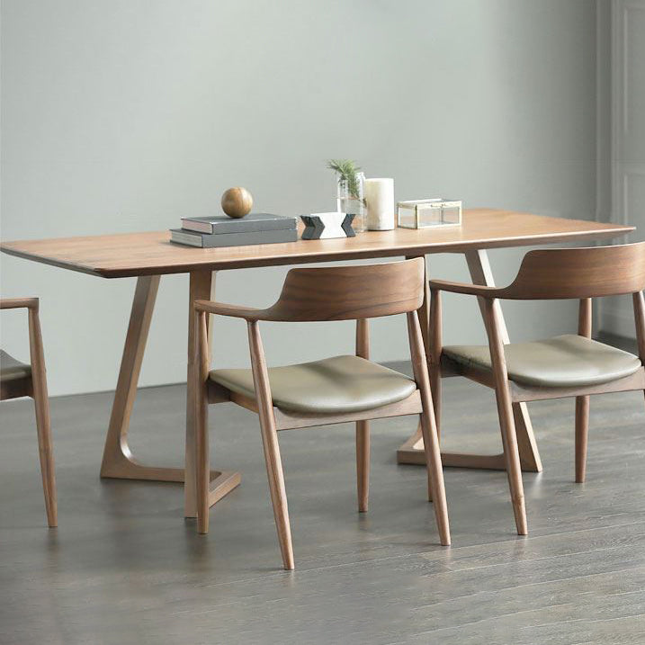 Home Rectangle Fixed Table Industrial Solid Wood Double Pedestal Dining Desk 47.2"L x 23.6"W x 29.5"H Without Chairs Clearhalo 'Dining Tables & Seating' 'Dining Tables' 'dining_table' 'furn' 'furn_dining_table' 'Furniture' 'Kitchen & Dining Furniture' 6218696