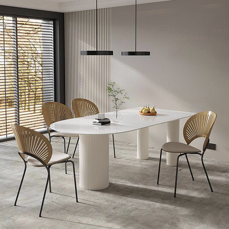 Metal and Stone Table Glam Style Minimalist Home Freeform Dining Table 70.9"L x 31.5"W x 29.5"H Without Chairs Clearhalo 'Dining Tables & Seating' 'Dining Tables' 'dining_table' 'furn' 'furn_dining_table' 'Furniture' 'Kitchen & Dining Furniture' 6218707