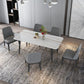 Metal and Stone Table Glam Style Minimalist Home Rectangular Dining Table White 55.1"L x 31.5"W x 29.5"H Without Chairs Clearhalo 'Dining Tables & Seating' 'Dining Tables' 'dining_table' 'furn' 'furn_dining_table' 'Furniture' 'Kitchen & Dining Furniture' 6218717