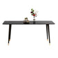 Metal and Stone Table Glam Style Minimalist Home Rectangular Dining Table Black Without Chairs Clearhalo 'Dining Tables & Seating' 'Dining Tables' 'dining_table' 'furn' 'furn_dining_table' 'Furniture' 'Kitchen & Dining Furniture' 6218718