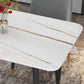 Metal and Stone Table Glam Style Minimalist Home Rectangular Dining Table Clearhalo 'Dining Tables & Seating' 'Dining Tables' 'dining_table' 'furn' 'furn_dining_table' 'Furniture' 'Kitchen & Dining Furniture' 6218723