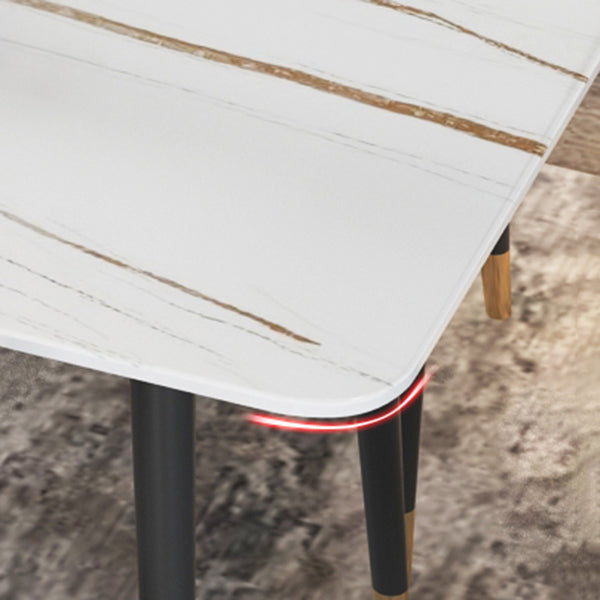 Metal and Stone Table Glam Style Minimalist Home Rectangular Dining Table Clearhalo 'Dining Tables & Seating' 'Dining Tables' 'dining_table' 'furn' 'furn_dining_table' 'Furniture' 'Kitchen & Dining Furniture' 6218724