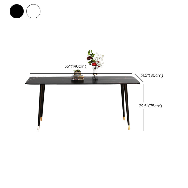 Metal and Stone Table Glam Style Minimalist Home Rectangular Dining Table Clearhalo 'Dining Tables & Seating' 'Dining Tables' 'dining_table' 'furn' 'furn_dining_table' 'Furniture' 'Kitchen & Dining Furniture' 6218729