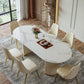 Double Pedestal Dining Room Desk Luxury Oval Sintered Stone Home Fixed Table