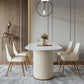 Double Pedestal Dining Room Desk Luxury Oval Sintered Stone Home Fixed Table