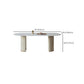 Double Pedestal Dining Room Desk Luxury Oval Sintered Stone Home Fixed Table