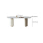 Double Pedestal Dining Room Desk Luxury Oval Sintered Stone Home Fixed Table
