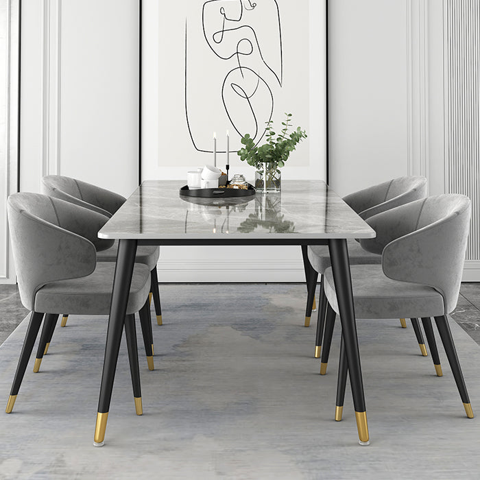 Metal and Stone Table Glam Style Simple Family Rectangular Dining Table 51.2"L x 27.6"W x 29.5"H Without Chairs Clearhalo 'Dining Tables & Seating' 'Dining Tables' 'dining_table' 'furn' 'furn_dining_table' 'Furniture' 'Kitchen & Dining Furniture' 6218752
