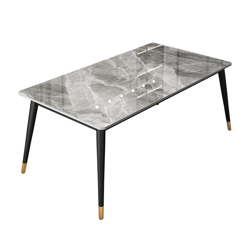 Metal and Stone Table Glam Style Simple Family Rectangular Dining Table 63"L x 31.5"W x 29.5"H Without Chairs Clearhalo 'Dining Tables & Seating' 'Dining Tables' 'dining_table' 'furn' 'furn_dining_table' 'Furniture' 'Kitchen & Dining Furniture' 6218753