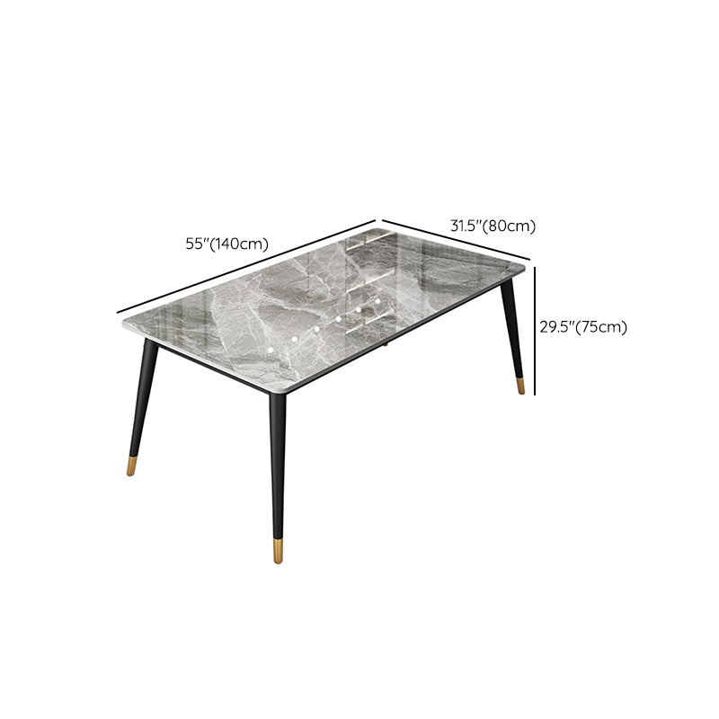 Metal and Stone Table Glam Style Simple Family Rectangular Dining Table Clearhalo 'Dining Tables & Seating' 'Dining Tables' 'dining_table' 'furn' 'furn_dining_table' 'Furniture' 'Kitchen & Dining Furniture' 6218760
