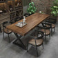 Mesa de comedor rectangular con escritorio de cocina industrial de madera maciza con pedestal doble