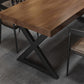Mesa de comedor rectangular con escritorio de cocina industrial de madera maciza con pedestal doble
