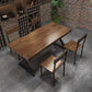 Mesa de comedor rectangular con escritorio de cocina industrial de madera maciza con pedestal doble