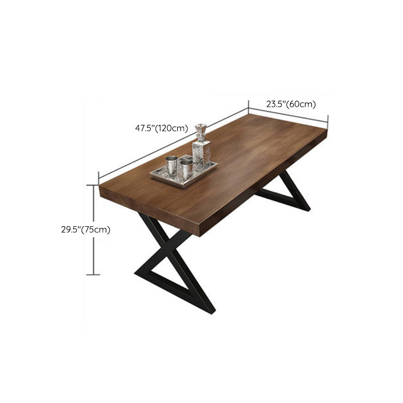 Mesa de comedor rectangular con escritorio de cocina industrial de madera maciza con pedestal doble