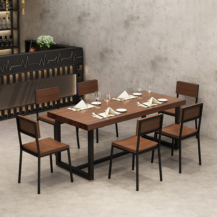 Solid Wood Fixed Dining Table Industrial Kitchen Table with Trestle Base 70.9"L x 31.5"W x 29.5"H Without Chairs Clearhalo 'Dining Tables & Seating' 'Dining Tables' 'dining_table' 'furn' 'furn_dining_table' 'Furniture' 'Kitchen & Dining Furniture' 6218781