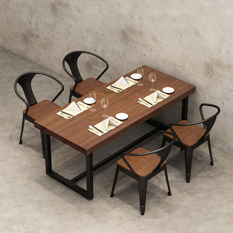 Solid Wood Fixed Dining Table Industrial Kitchen Table with Trestle Base 55.1"L x 27.6"W x 29.5"H Without Chairs Clearhalo 'Dining Tables & Seating' 'Dining Tables' 'dining_table' 'furn' 'furn_dining_table' 'Furniture' 'Kitchen & Dining Furniture' 6218784