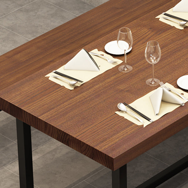 Solid Wood Fixed Dining Table Industrial Kitchen Table with Trestle Base Clearhalo 'Dining Tables & Seating' 'Dining Tables' 'dining_table' 'furn' 'furn_dining_table' 'Furniture' 'Kitchen & Dining Furniture' 6218787