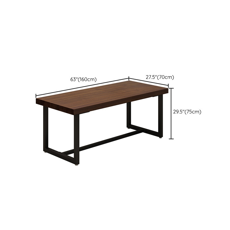 Solid Wood Fixed Dining Table Industrial Kitchen Table with Trestle Base Clearhalo 'Dining Tables & Seating' 'Dining Tables' 'dining_table' 'furn' 'furn_dining_table' 'Furniture' 'Kitchen & Dining Furniture' 6218792