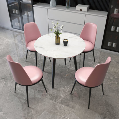 Metal and Stone Table Glam Style Minimalist Family Round Dining Table