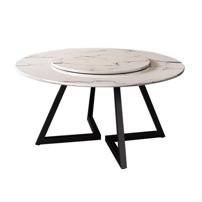 Metal and Stone Table Glam Style Minimalist Family Round Dining Table for Home