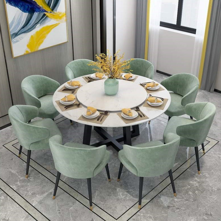 Metal and Stone Table Glam Style Minimalist Family Round Dining Table for Home