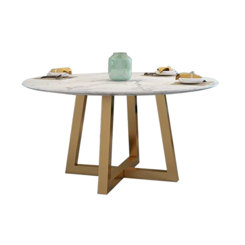 Metal and Stone Table Glam Style Minimalist Family Round Dining Table for Home