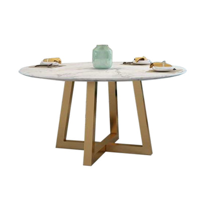 Metal and Stone Table Glam Style Minimalist Family Round Dining Table for Home