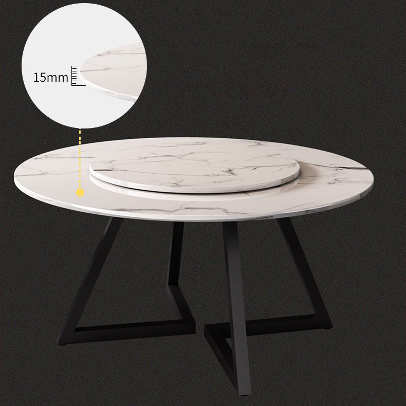 Metal and Stone Table Glam Style Minimalist Family Round Dining Table for Home
