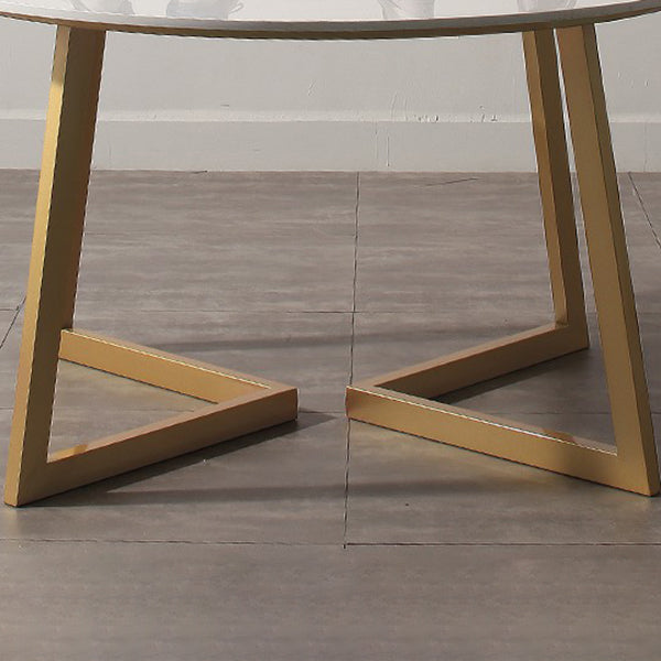 Metal and Stone Table Glam Style Minimalist Family Round Dining Table for Home