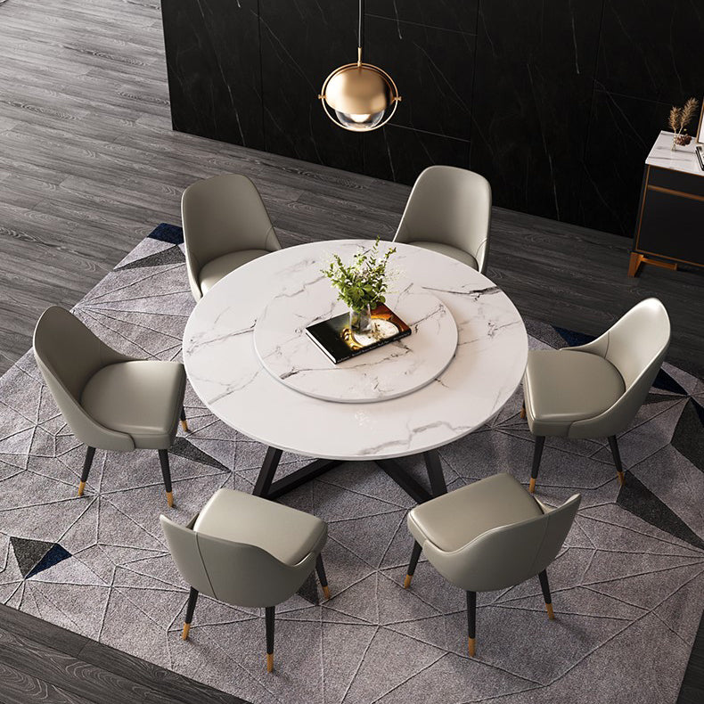 Metal and Stone Table Glam Style Minimalist Family Round Dining Table for Home