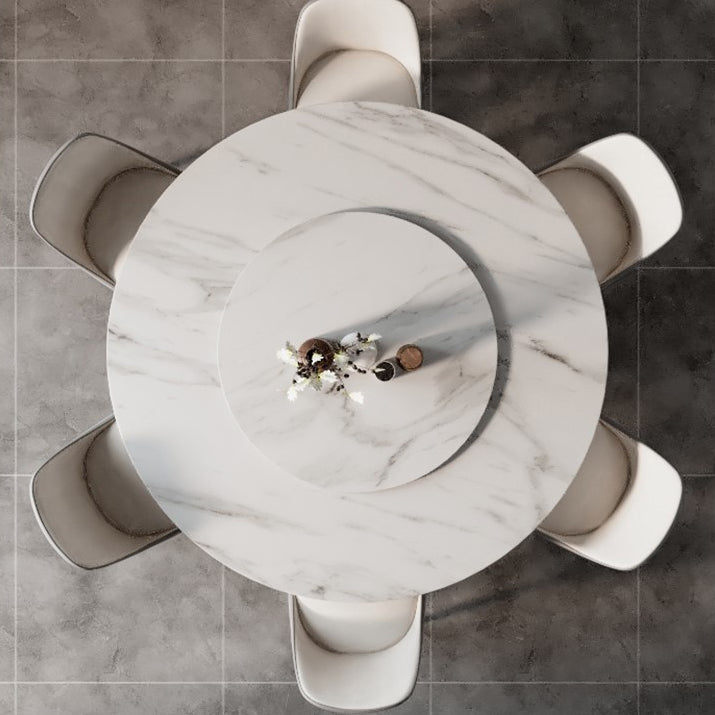 Metal and Stone Table Glam Style Minimalist Family Round Dining Table for Home