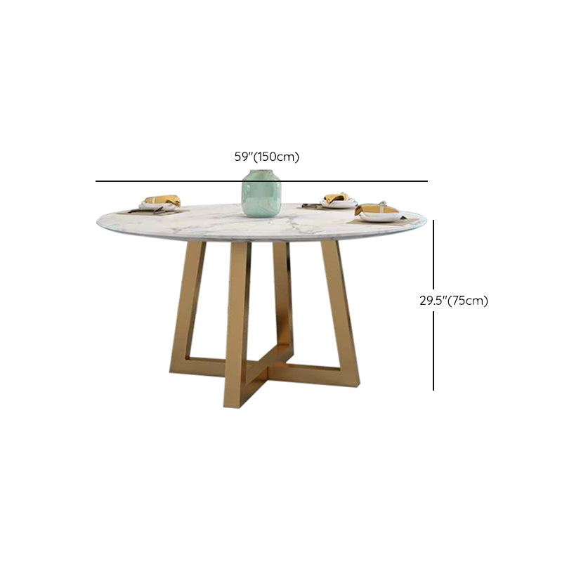 Metal and Stone Table Glam Style Minimalist Family Round Dining Table for Home