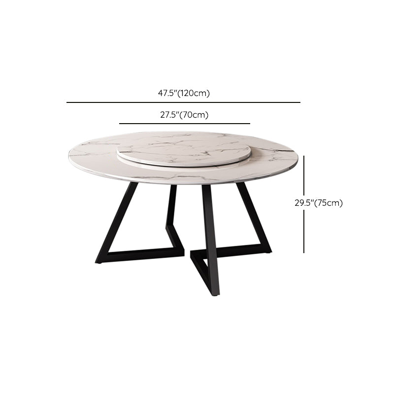 Metal and Stone Table Glam Style Minimalist Family Round Dining Table for Home