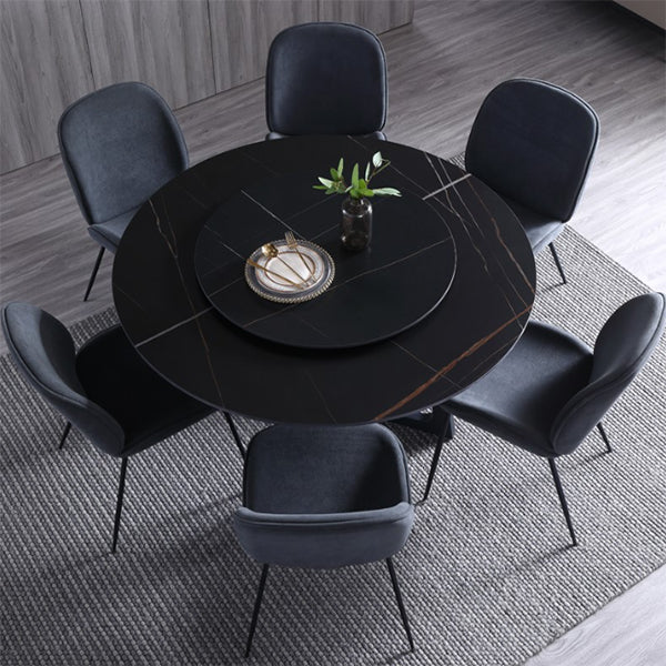 Metal and Stone Table Glam Style Simple Home Black Round Dining Table 47.2"L x 47.2"W x 29.5"H Without Chairs Clearhalo 'Dining Tables & Seating' 'Dining Tables' 'dining_table' 'furn' 'furn_dining_table' 'Furniture' 'Kitchen & Dining Furniture' 6218832