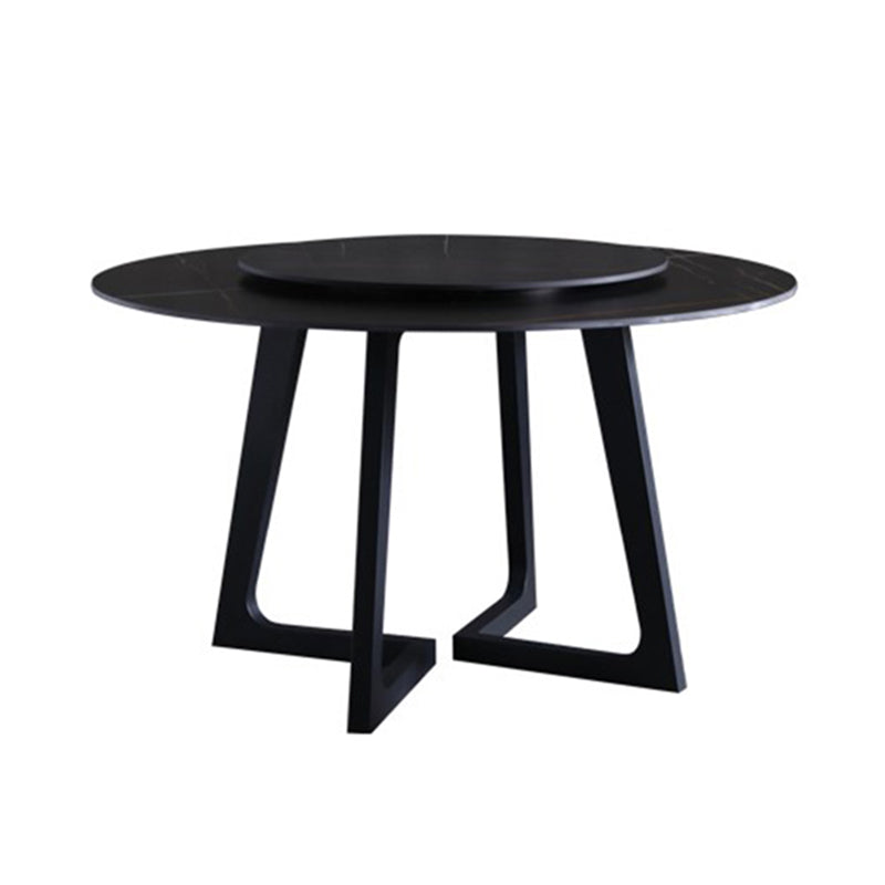 Metal and Stone Table Glam Style Simple Home Black Round Dining Table Clearhalo 'Dining Tables & Seating' 'Dining Tables' 'dining_table' 'furn' 'furn_dining_table' 'Furniture' 'Kitchen & Dining Furniture' 6218834