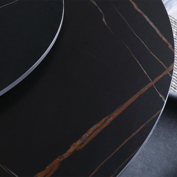 Metal and Stone Table Glam Style Simple Home Black Round Dining Table Clearhalo 'Dining Tables & Seating' 'Dining Tables' 'dining_table' 'furn' 'furn_dining_table' 'Furniture' 'Kitchen & Dining Furniture' 6218835