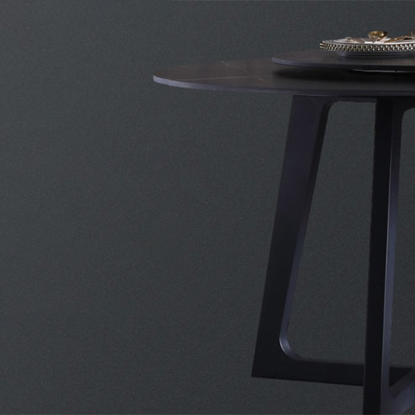 Metal and Stone Table Glam Style Simple Home Black Round Dining Table Clearhalo 'Dining Tables & Seating' 'Dining Tables' 'dining_table' 'furn' 'furn_dining_table' 'Furniture' 'Kitchen & Dining Furniture' 6218836