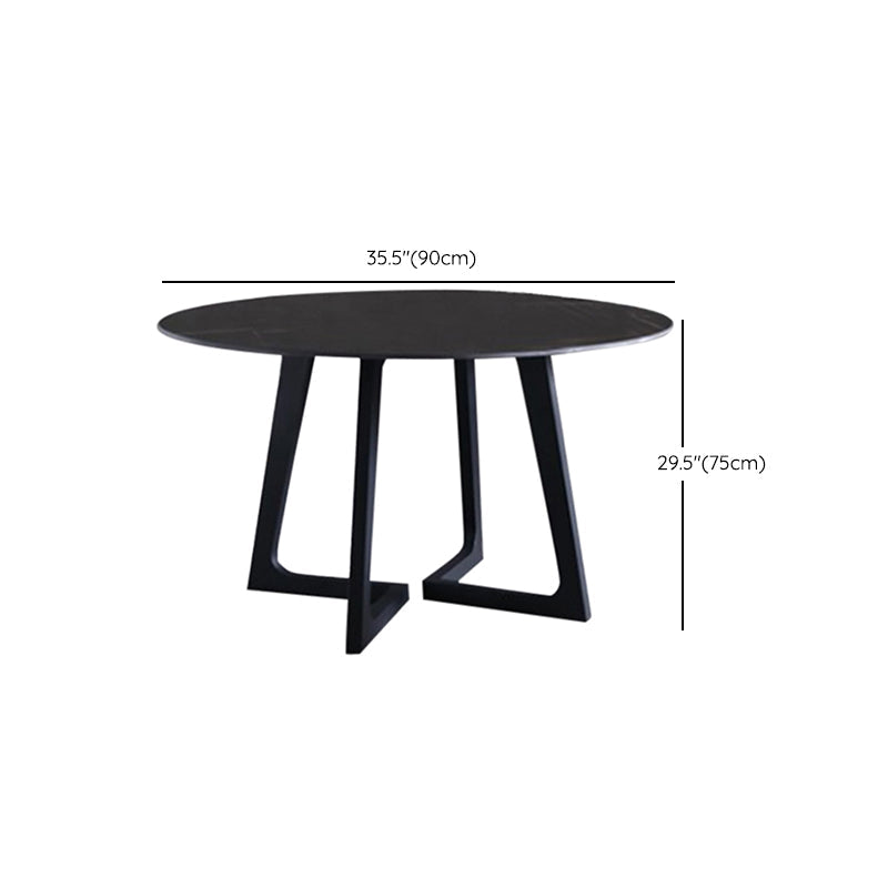Metal and Stone Table Glam Style Simple Home Black Round Dining Table Clearhalo 'Dining Tables & Seating' 'Dining Tables' 'dining_table' 'furn' 'furn_dining_table' 'Furniture' 'Kitchen & Dining Furniture' 6218842